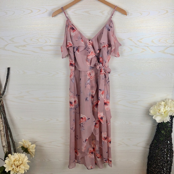 Jodi Kristopher Dresses & Skirts - Jodi Kristopher Mauve Ruffle Cold Shoulder Dress